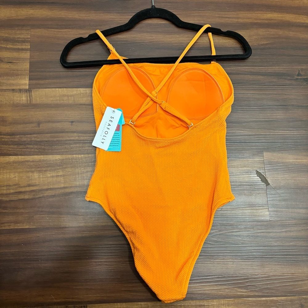 NWT Seafolly Sz 6 Orange Sea Dive Scoop Neck One Piece Swimsuit - Picture 3 of 6
